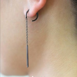 NEW Drop Minimal Black Earrings sterling silver
